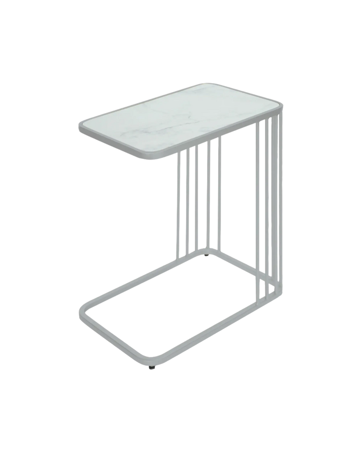 Como White Marble Effect Top Metal Side Sofa End Table LaForma