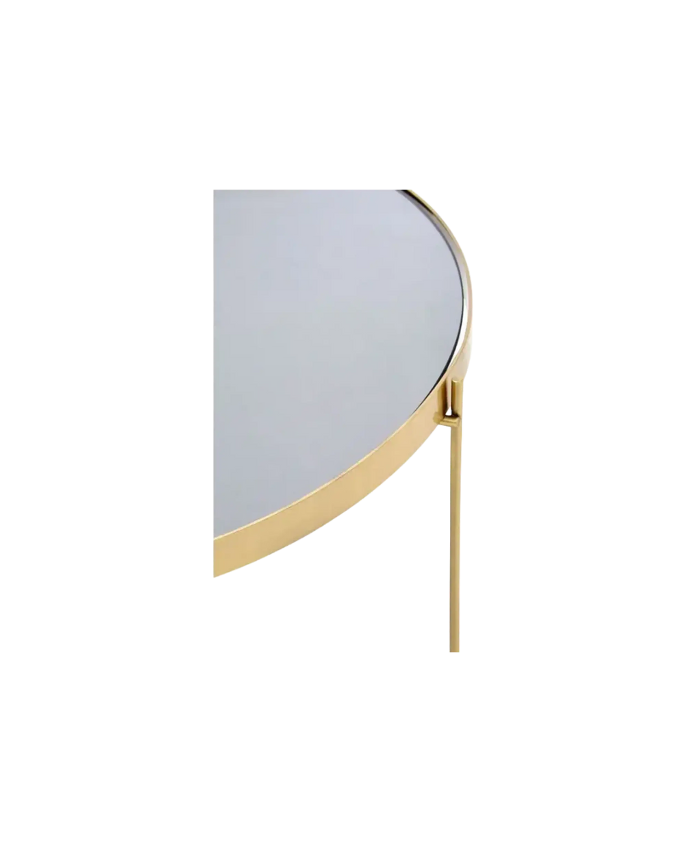 circular coffee table with gold base and black mirror