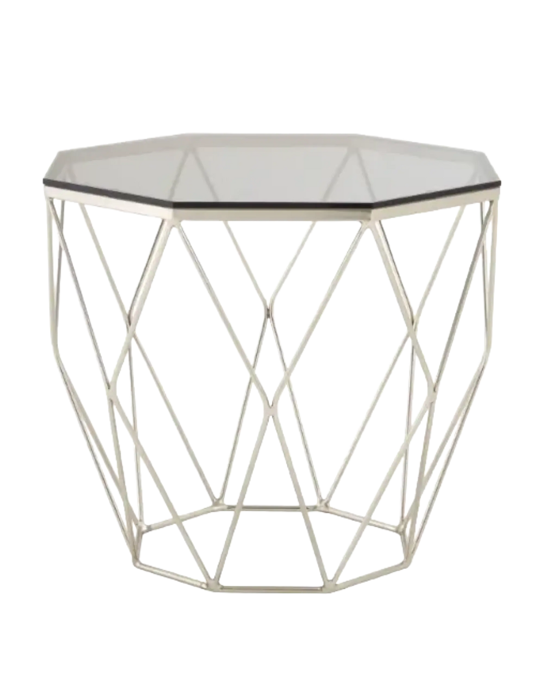 Allure Octagonal End Table With Brushed Nickel Base Orsina