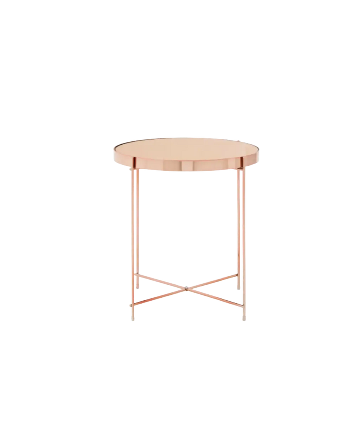 Allure Pink Mirror Low Side Table Orsina