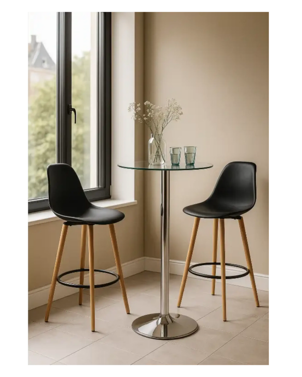 Clear Glass Poseur  Bar Table - 100cm My Store