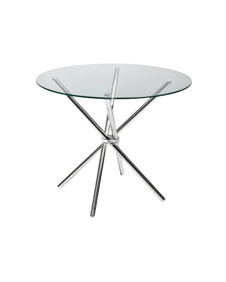 Criss Cross Chrome and Glass Dining Table My Store