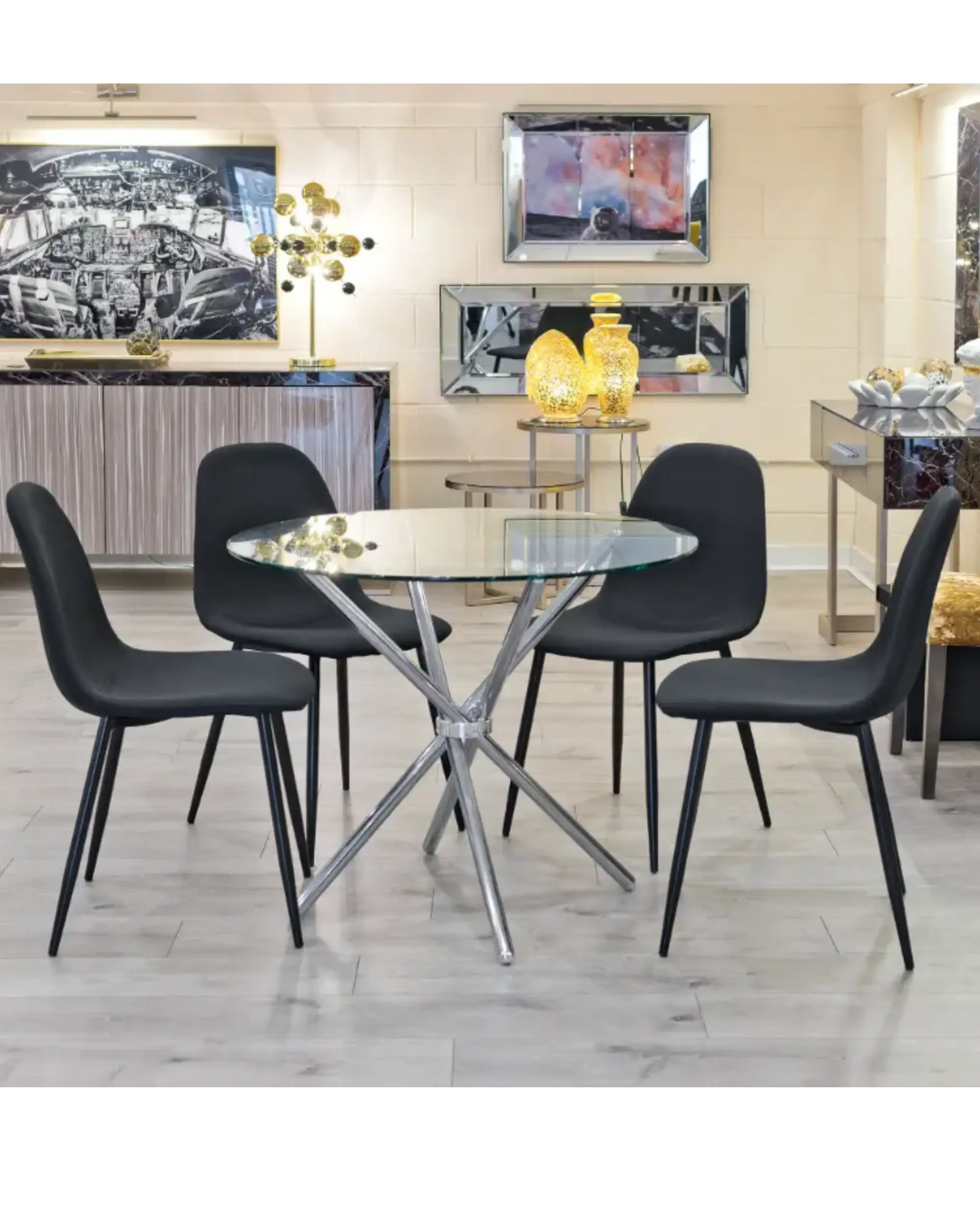 Criss Cross Chrome and Glass Dining Table My Store