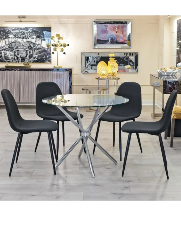 Criss Cross Chrome and Glass Dining Table My Store