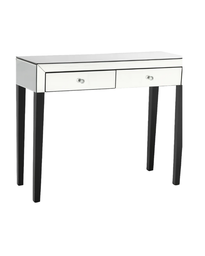 Dingolay mirrored glass console table with 2 drawers in silver My Store