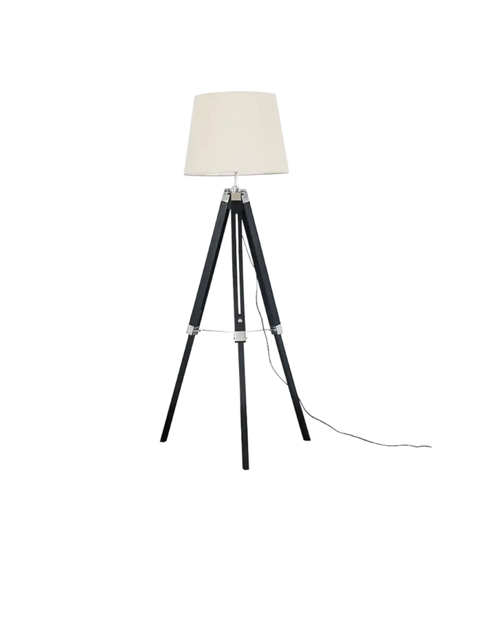 Easel Dark Wood and Antique Brass Tripod Floor Lamp Base Där Lighting