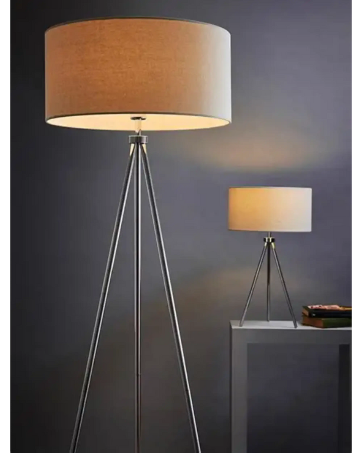 Endon Lighting Tri Chrome Floor Lamp with Ivory Shade Endon Lighting