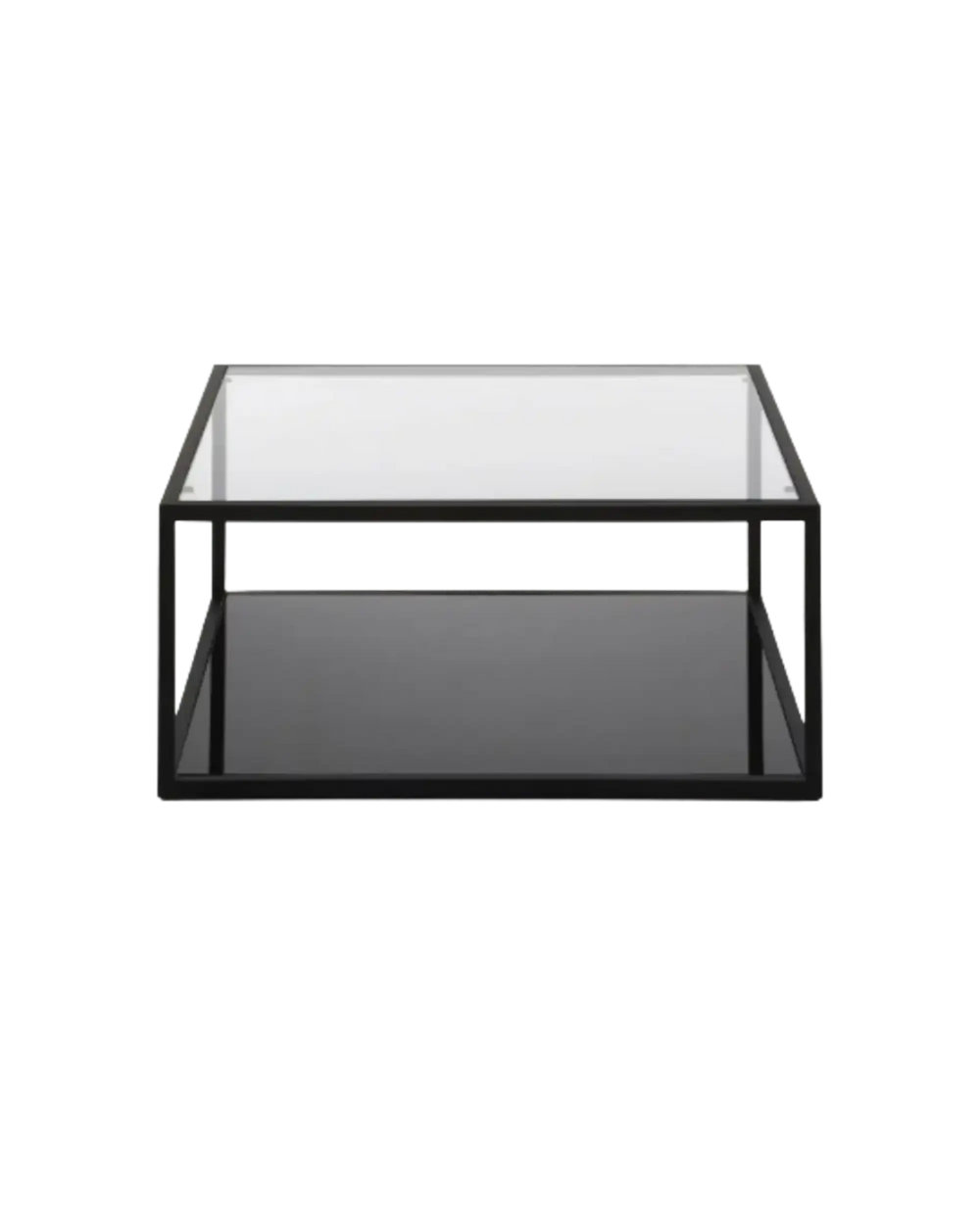 Black coffee table with a glass top