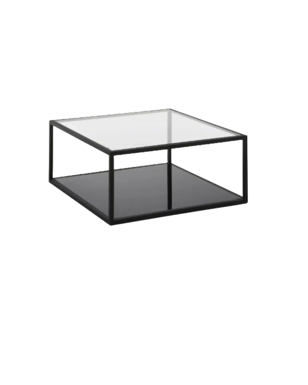 Black coffee table with a glass top