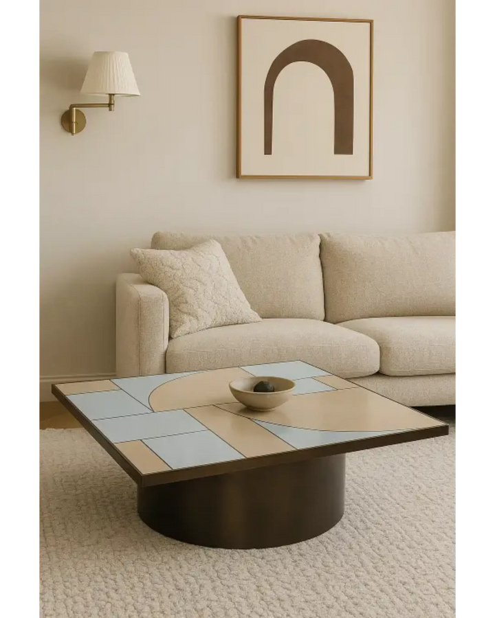 Liang & Eimil Cubist Coffee Table with Mirror and Bronze Finish Steel - Indiga Furniture & Interiors