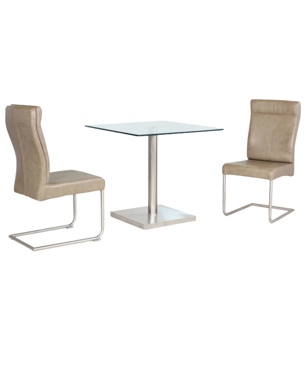 Lucas (Havana) Glass Dining Table Stainless Steel & Clear Heartlands Furniture