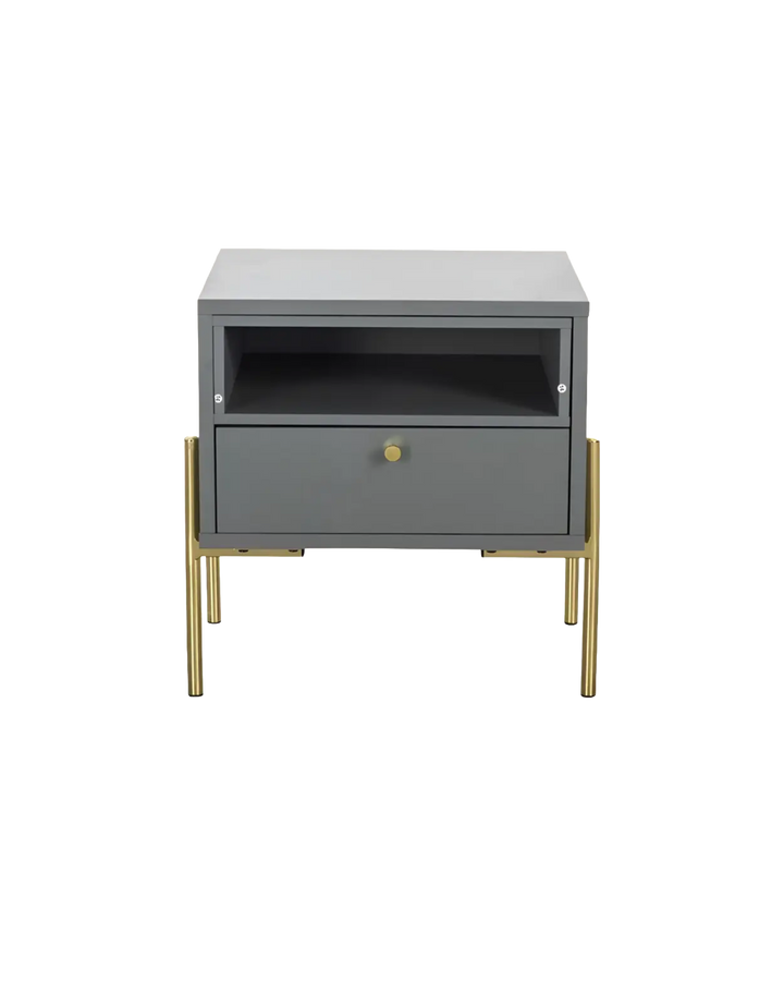 Madrid Grey & Gold Bedside Table