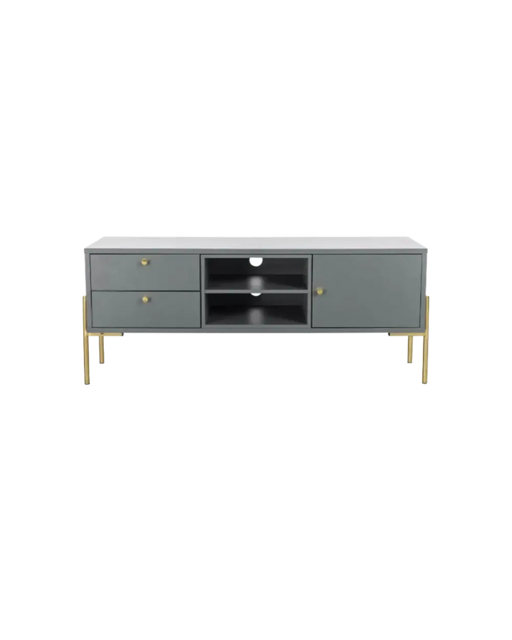 Grey and gold tv unit