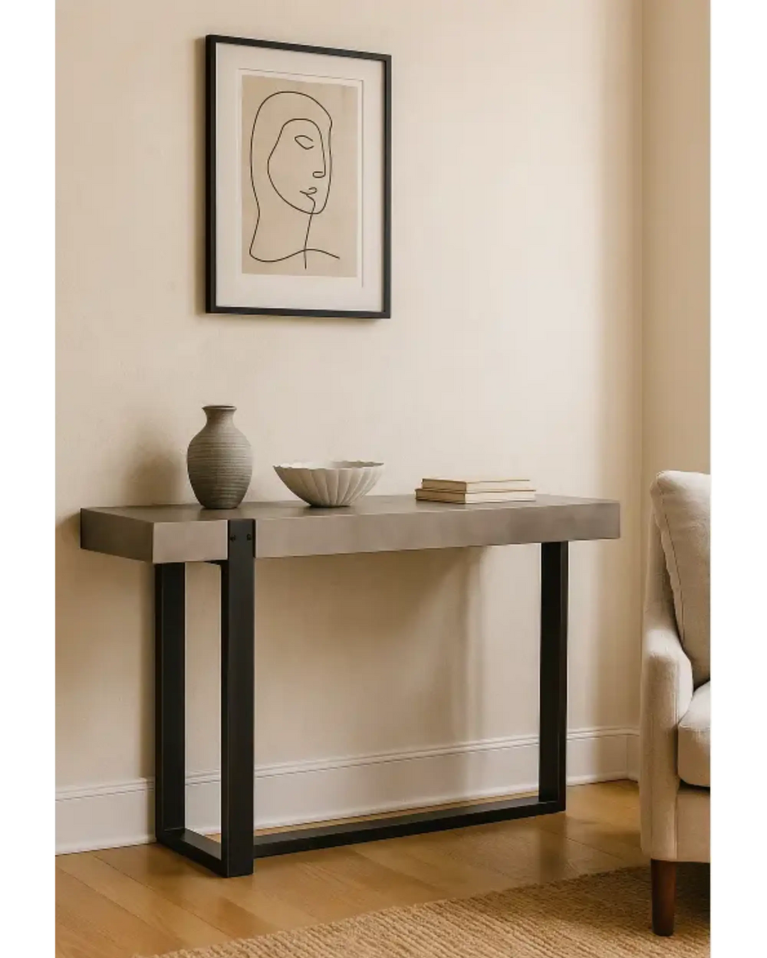 Mercury Concrete + Iron Console Table My Store