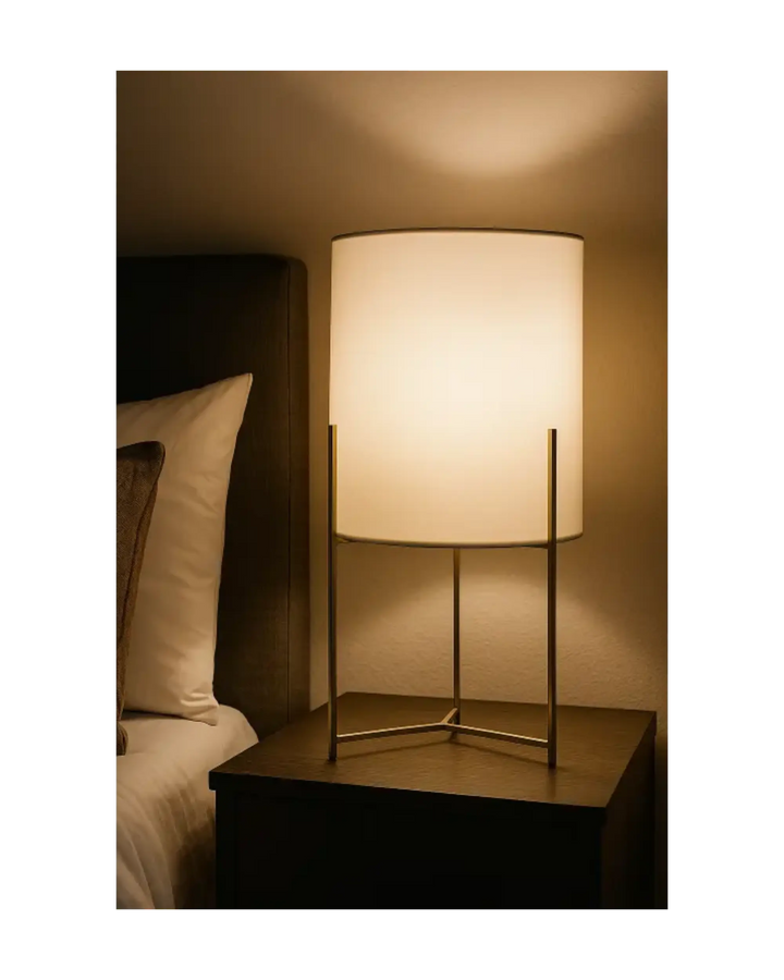 Michaela Satin Gold with Shade Table Lamp Där Lighting