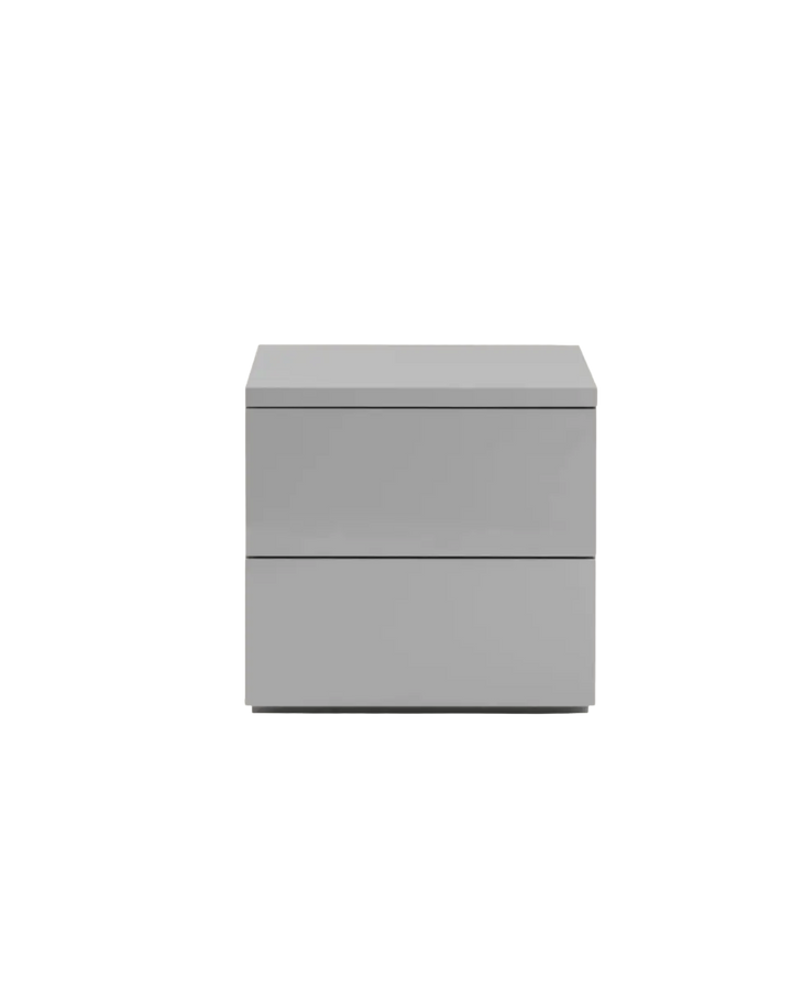 Monaco Grey Matt Lacquer 2 Drawer Bedside Table