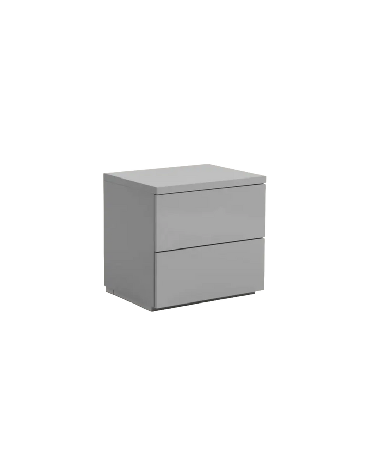 Monaco Grey Matt Lacquer 2 Drawer Bedside Table