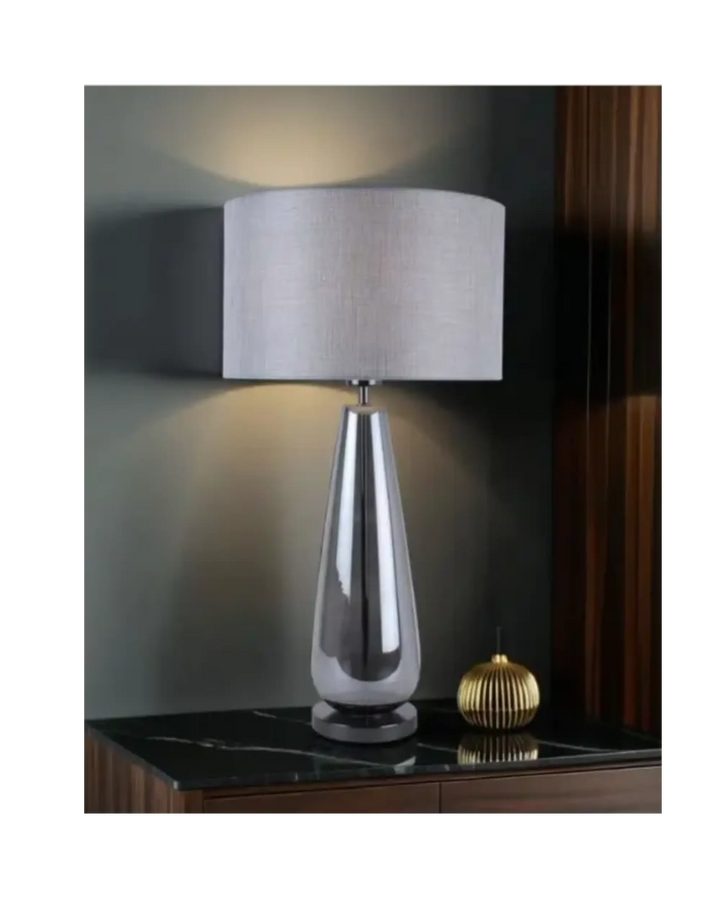 Pagazzi Tulisa Tall Smoked Glass 63cm Table Lamp Pagazzi