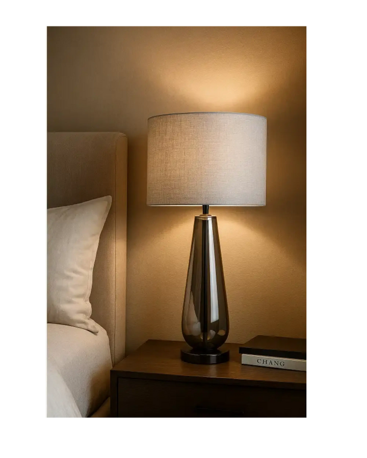 Pagazzi Tulisa Tall Smoked Glass 63cm Table Lamp Pagazzi