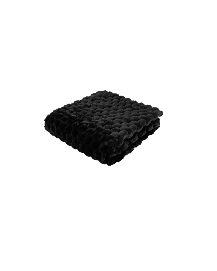 Koochikoo Faux Rabbit Throw Black Malini