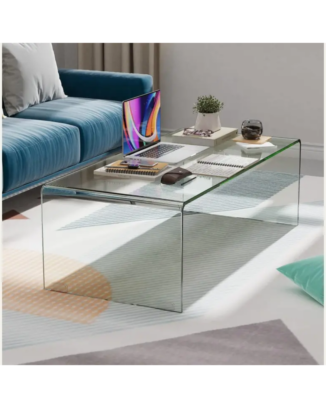 Tangkula Glass Coffee Table