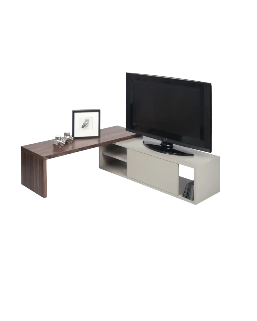 Grey and walnut tv table