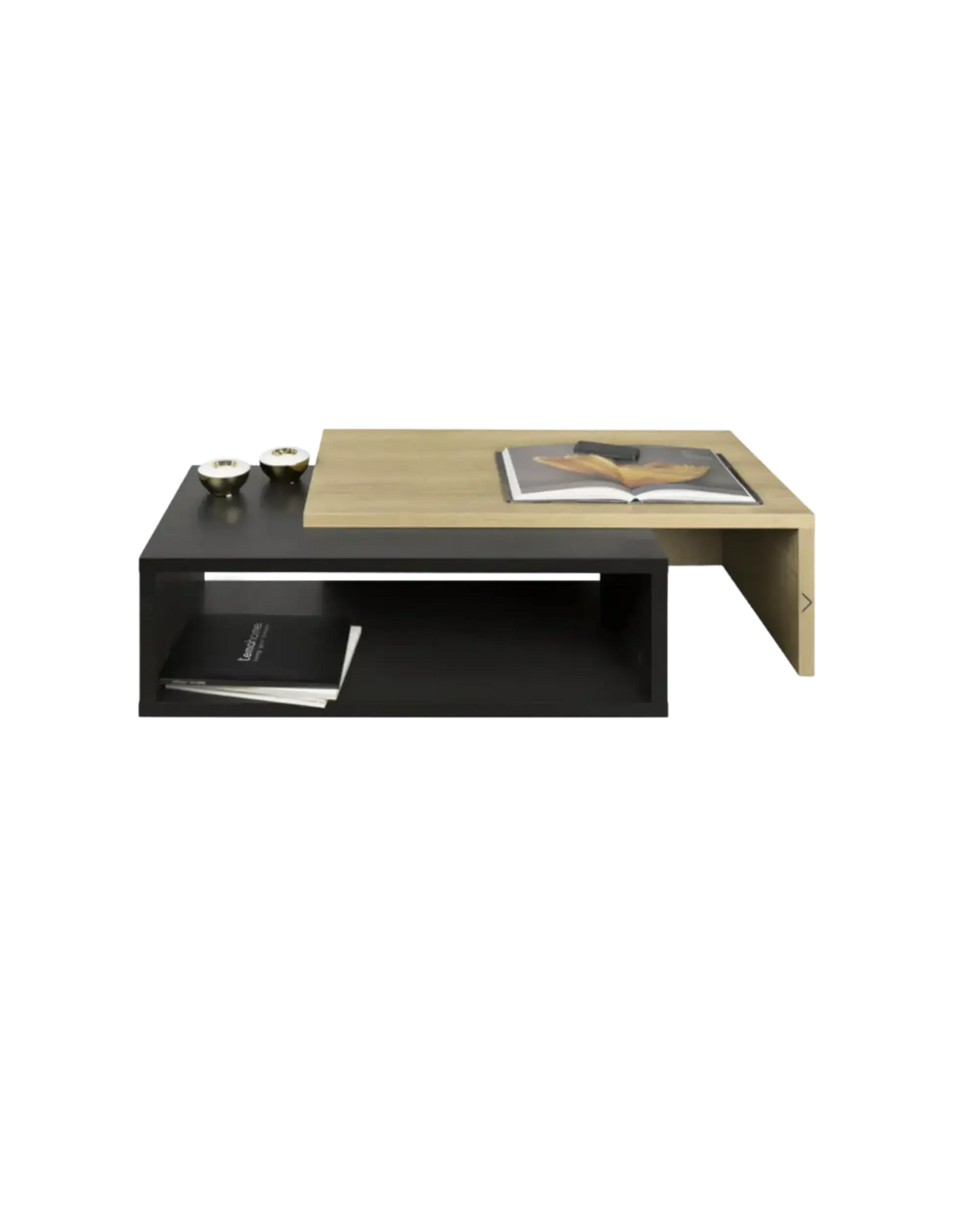 Black and oak coffee table
