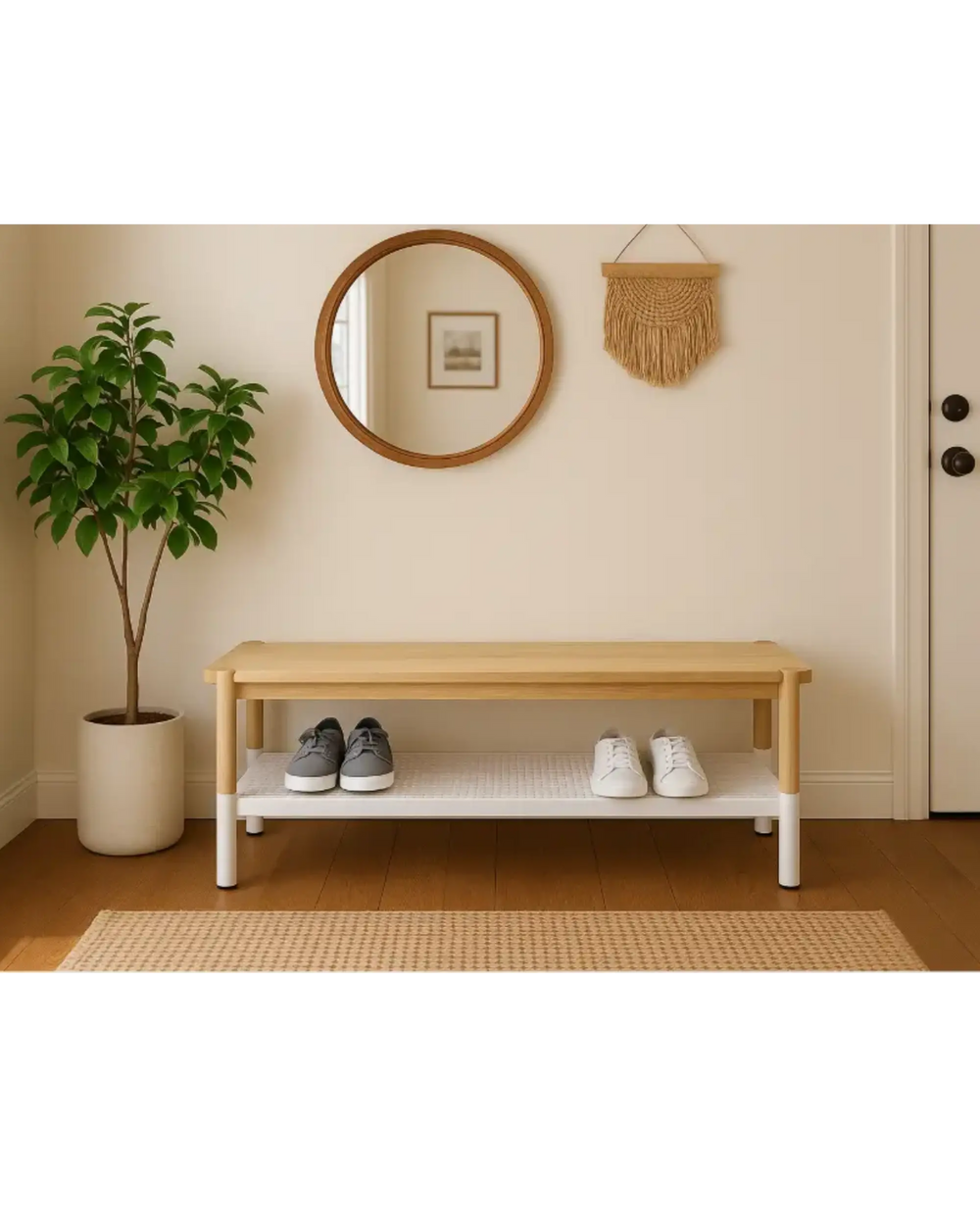 Umbra Promenade Bench, White/Natural Umbra