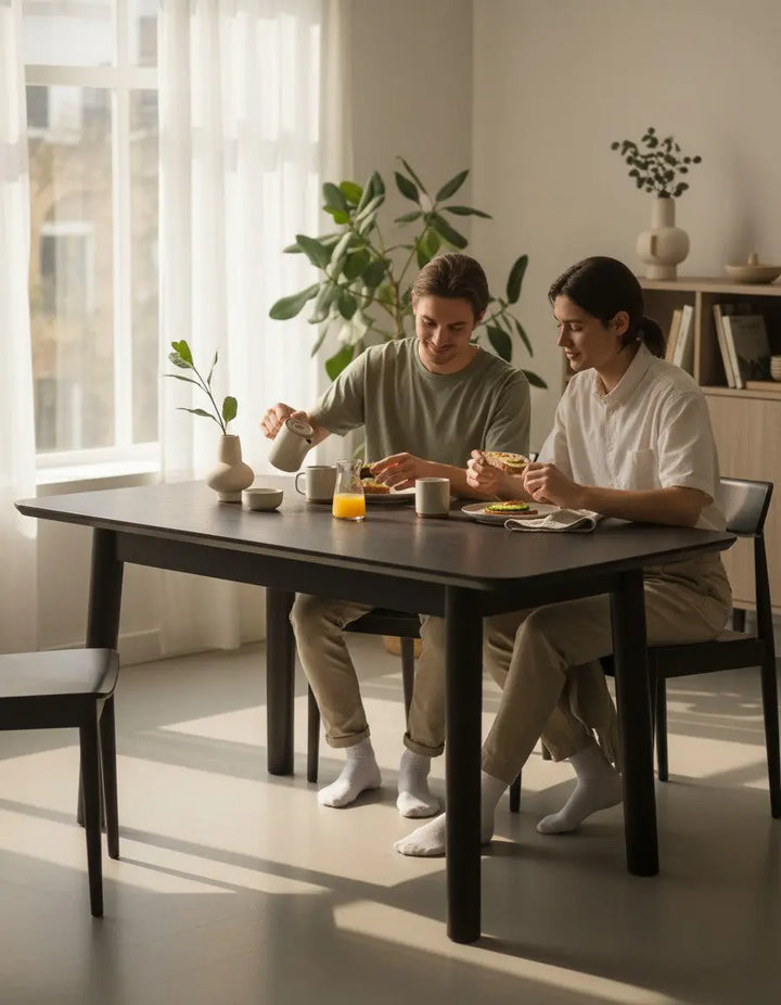 Indiga Furniture Doolin black console table with modern minimalist design and sturdy construction.